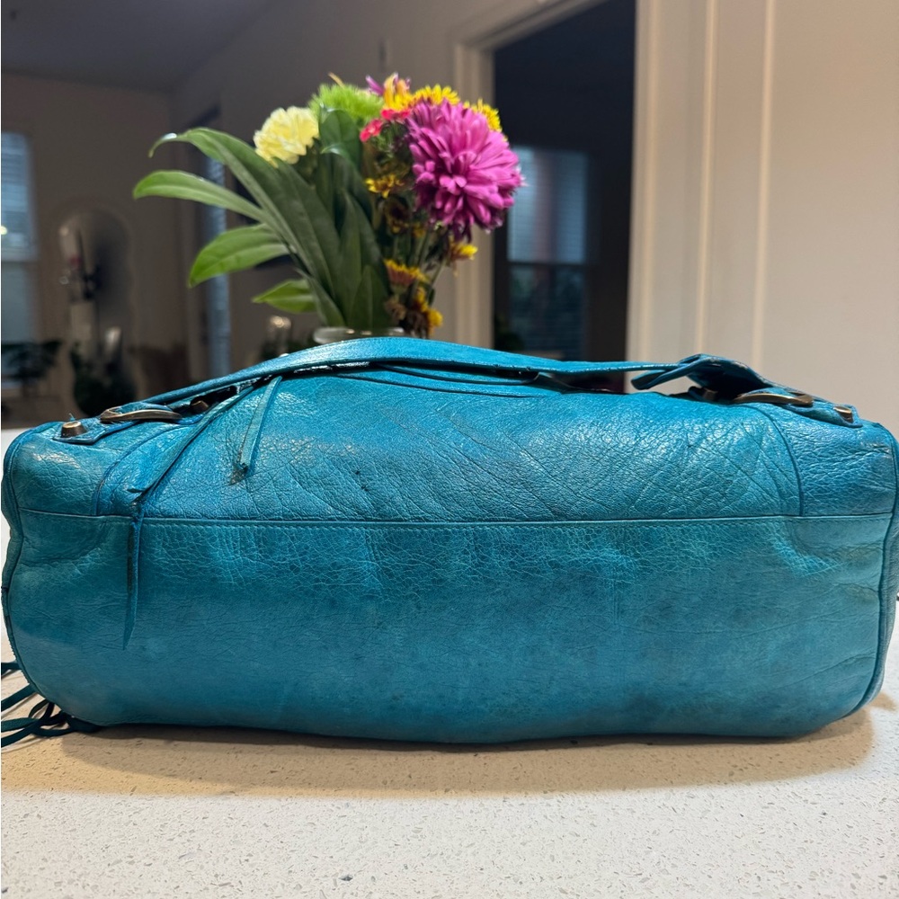 Balenciaga Twiggy Motorcycle Bag – Turquoise Chevre Leather – Authentic RARE - Picture 12 of 16
